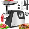 Meat Grinder, 2500W Max Meat Grinder Electric w/Stainless Steel Blade, 3/5/7 Grinding Plates, Sausage Stuffer Tube & Kibbeh Kit 1