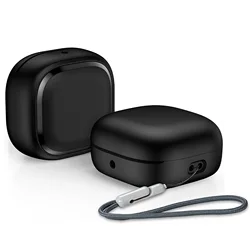 Durable Hard Shell Protective Earbud Case with Lanyard (Black)