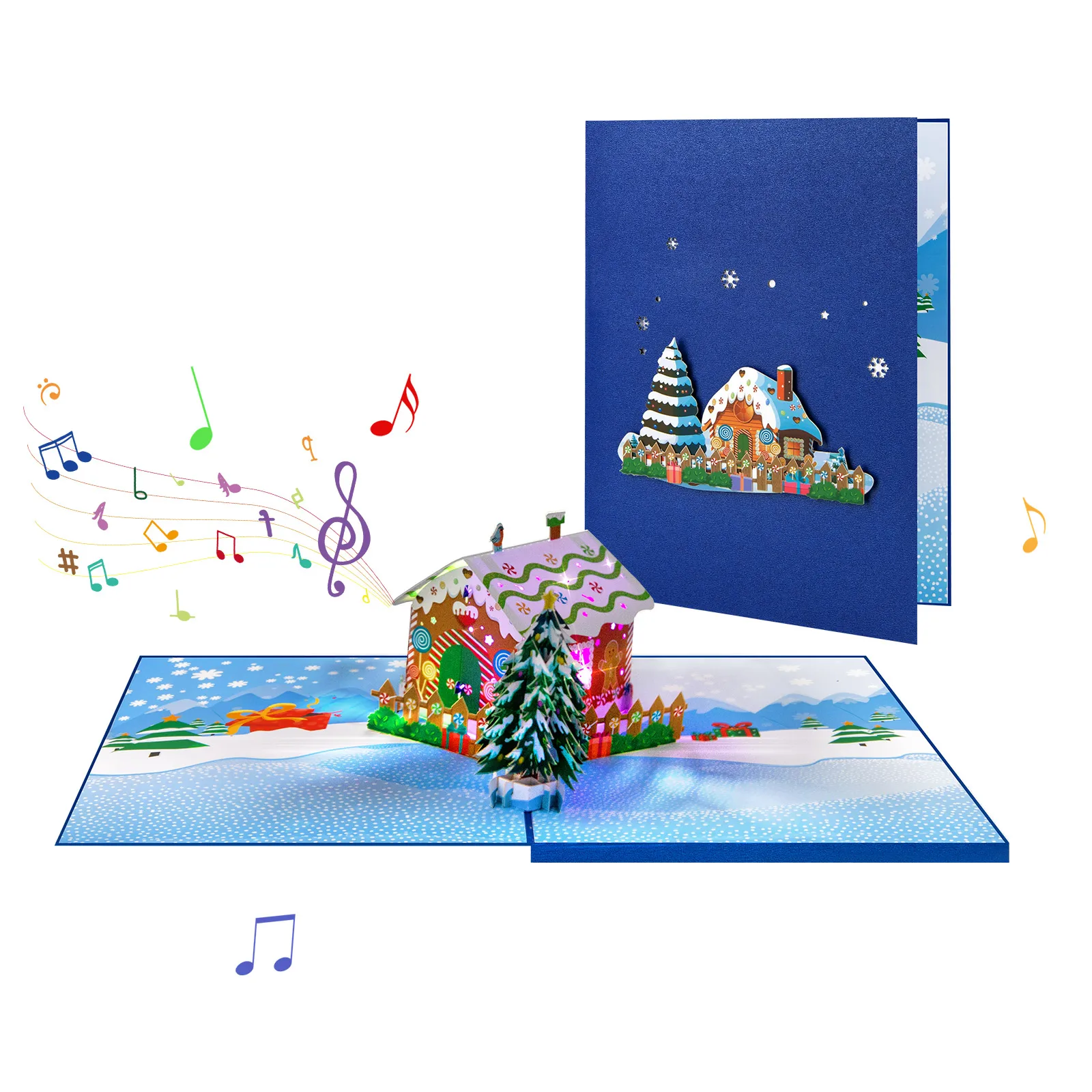 Musical Christmas Card, 3D Pop Up Christmas Card with Music Light