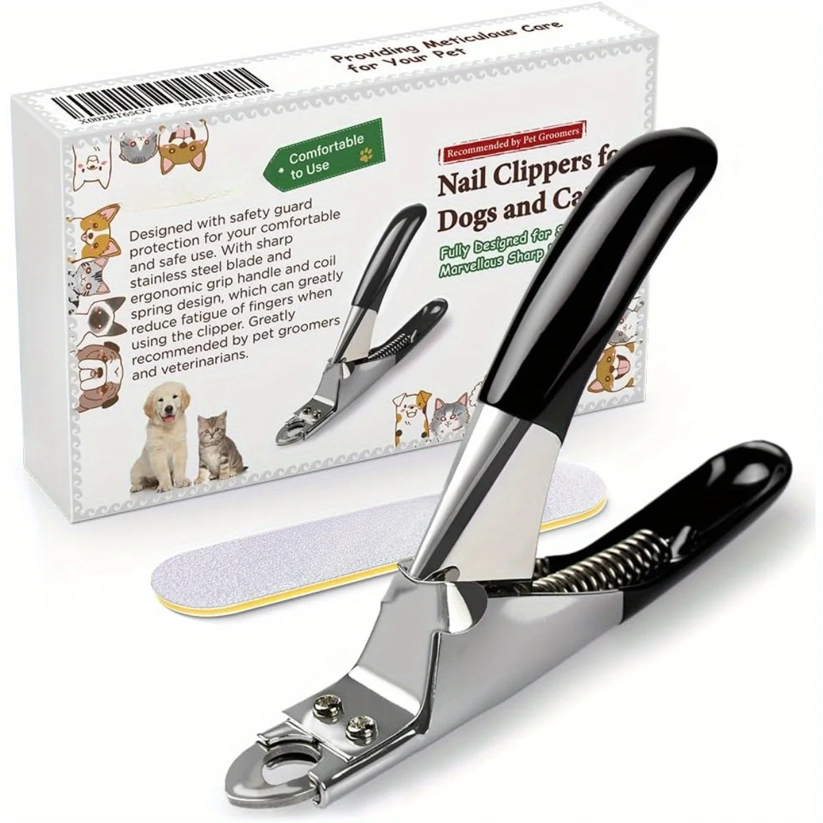 Dog Cat Pets Nail Clippers, Professional Pets Claw Trimmer with Free Nail File, Sharp Stainless Steel Blade, Slip Handles