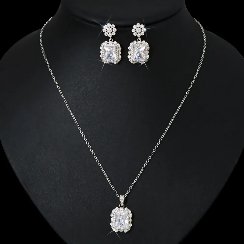 

Fashion Shiny Yellow Cubic Zirconia Stone Flower Tennis Necklace and Earrings Set for Women Party Dress Jewelry Accessory N-904