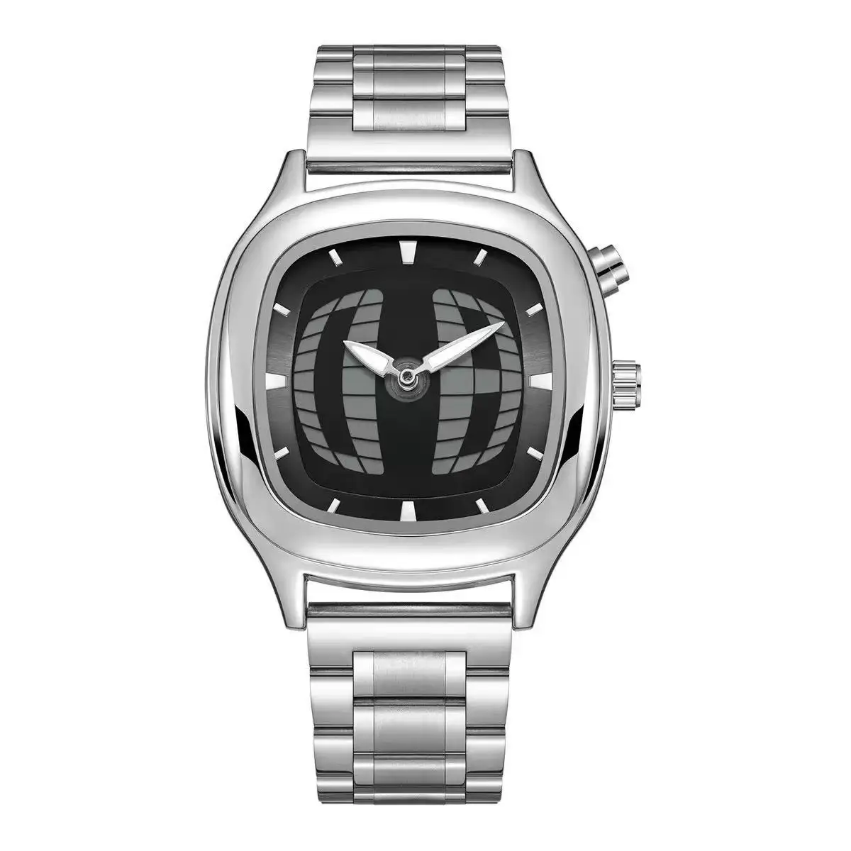 Enhanced Product Title:  
Men's Dynamic Design Red Quartz Watch with Dual Display and Steel Band