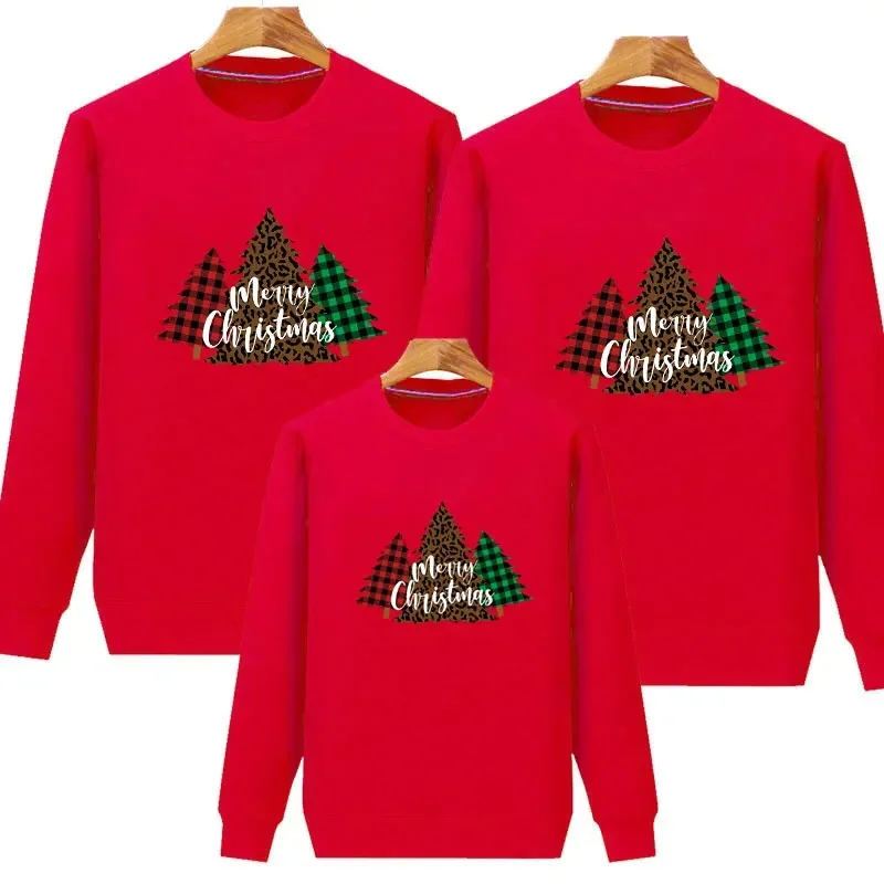 thumbnail image 1 of Conjuntos familiares a juego Sudadera con estampado de árboles de Navidad Sudadera con capucha de manga larga para madre e hija para niños Blusa tipo pulóver Navidad familiar, 1 of 5