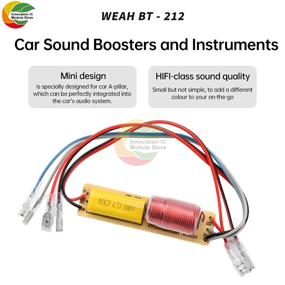 High-Power 2-Way HiFi Crossover with Cable for Car Audio Enhancement