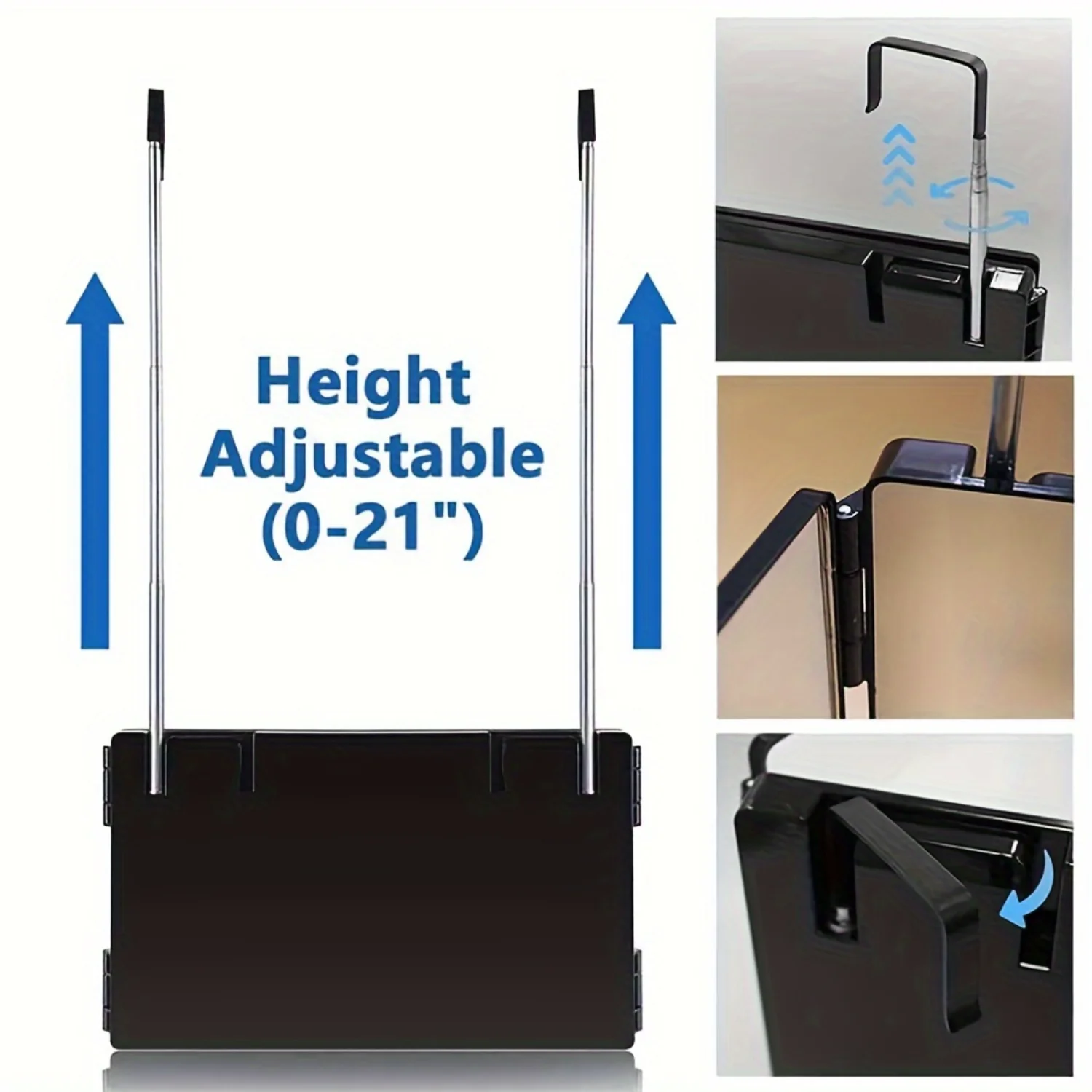 3 Way Hair Cutting Mirror with Adjustable Telescoping Hook for Makeup and Styling