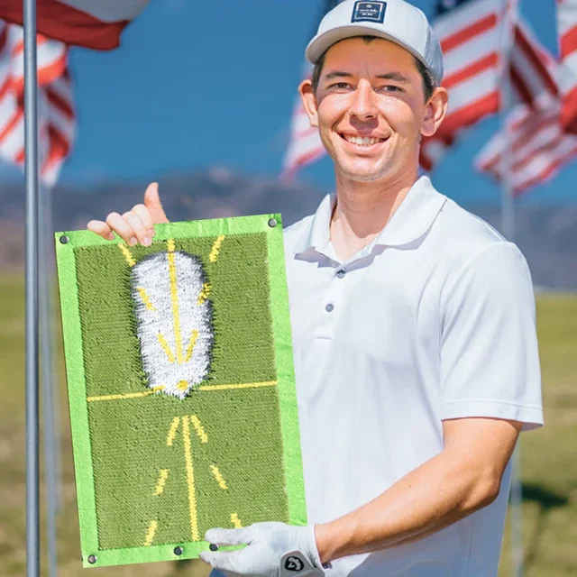 Hordozható Golf Edzés Szőnyegkészlet Beltéri Sztrájk Szőnyeg Pálya Szőnyegek Ütési Irány Jelzés Gyakorlati Pad - Image 5