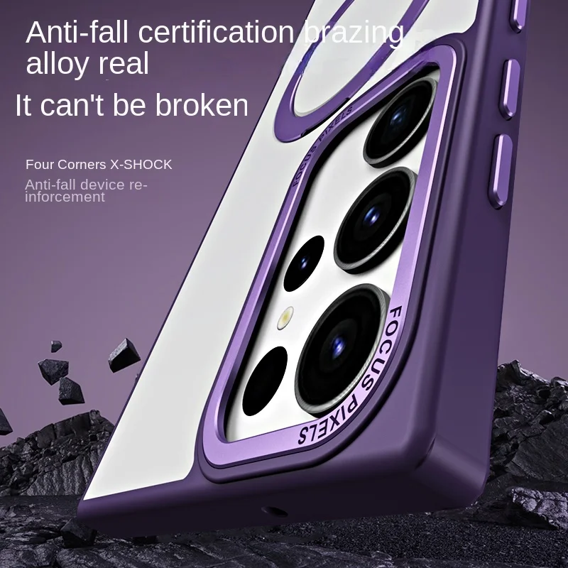 Luxury Transparent Matte For Magsafe Case For Samsung Galaxy S23 Ultra 23 Plus Wireless Charge Magnetic Ring Holder Cover Cases