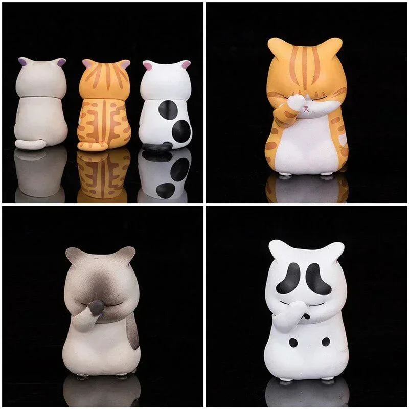 Pet Cat Cake Decoration Figurine Model Toys Kawaii Distressful Kitten Cat Figure Mini Animals Home Ornament Kid Xmas Gift