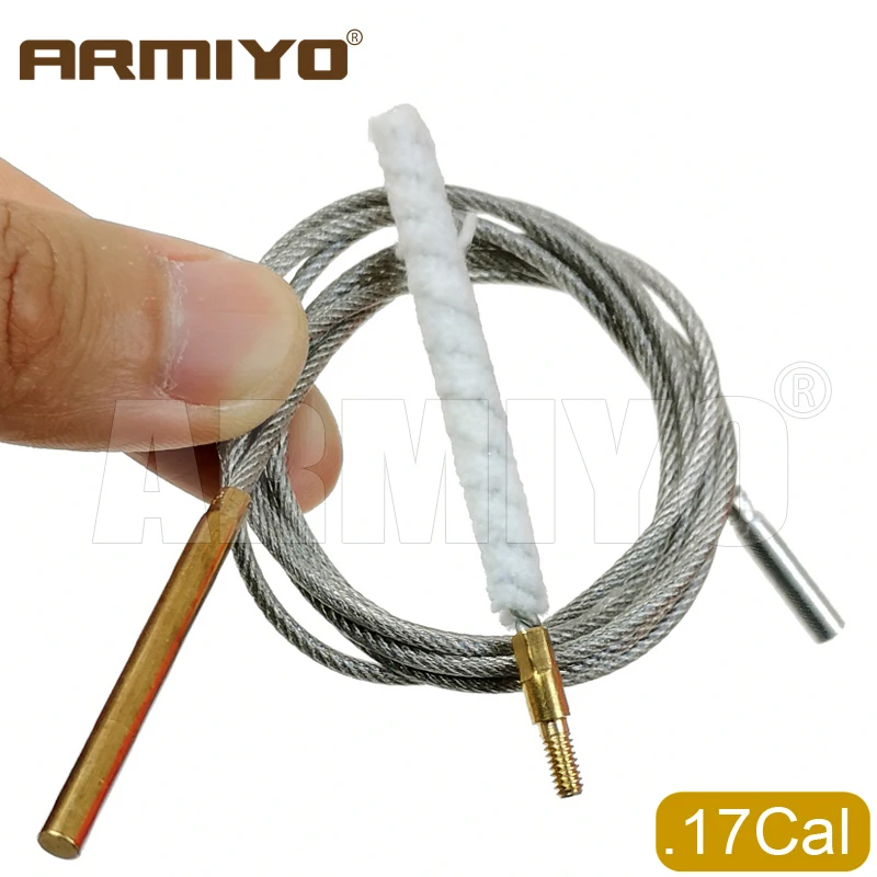 Armiyo Tactical .17Cal 4.5mm Pipeline Cleaning Hunting Gun Brush Brass Patch Holder Barrel Mop Cotton Kit 3mm Iron Draw Cable