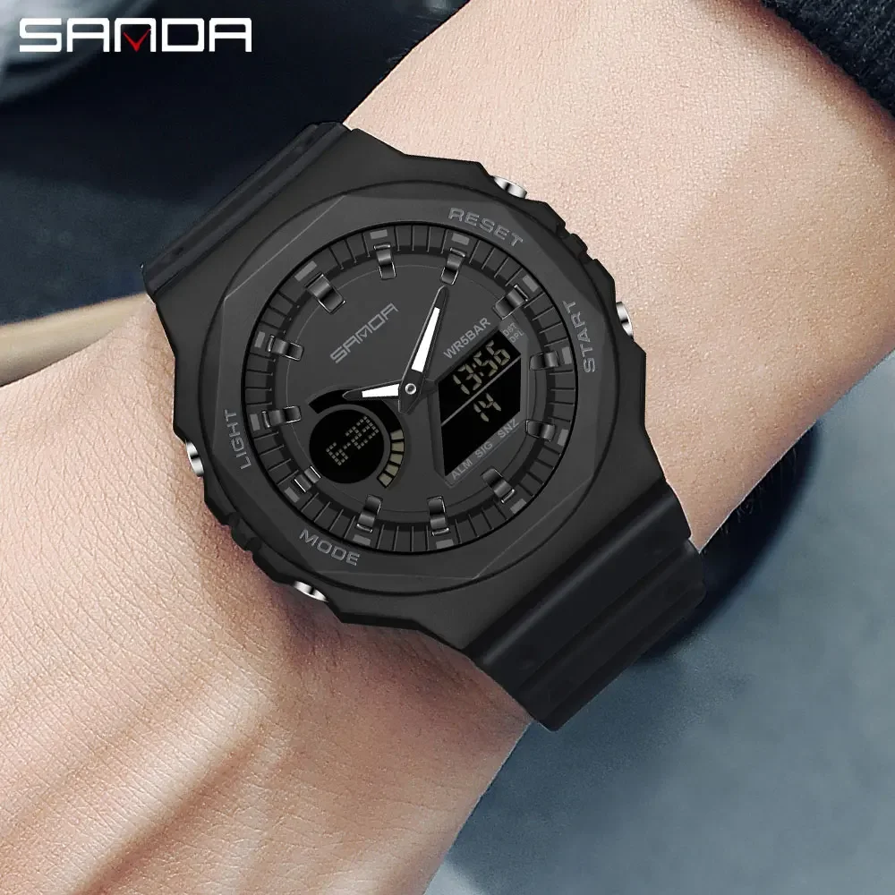 SANDA 6016 Outdoor Sports Watches Men  LED Digital Watches Military Waterproof Date Electronic Watch Boy Girl Relogio Masculino 2