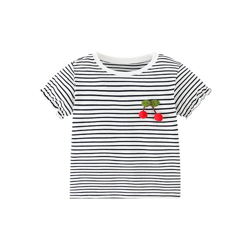 

Jumping Meters 2-7T New Arrival Striped Hot Selling Cotton Summer Girls Tshirts Baby Clothes Children's Tees Tops