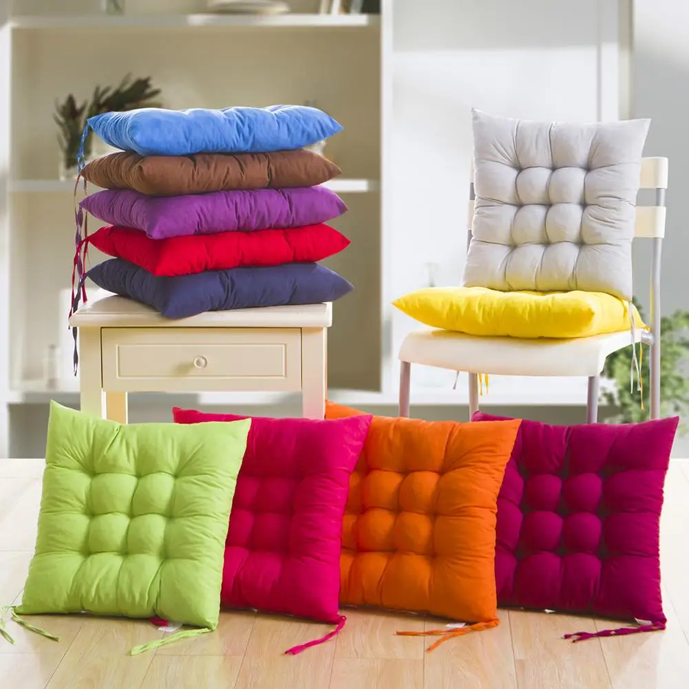 35cm Chair Cushion Solid Color Anti Skid Breathable Bright Color Seat Pillow Dining Chair Cushion Creative Sofa Fabric Cushion