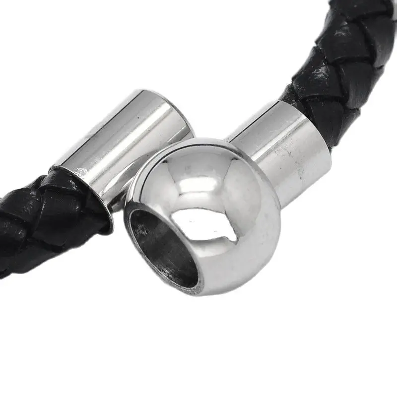 Kissitty 2Colors Braided Leather Cord Bracelets With Brass Clasps Rope Bracelet Basic Chain Jewelry Findings