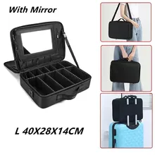  2022 New Portable Makeup Bag Professional Embroidered Nail Art Clapboard Makeup Case Toolbox Cosmetic Bags for Women 