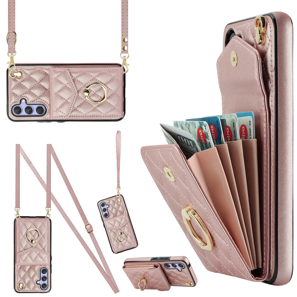 Stylish Leather Crossbody Phone Case with Lanyard
