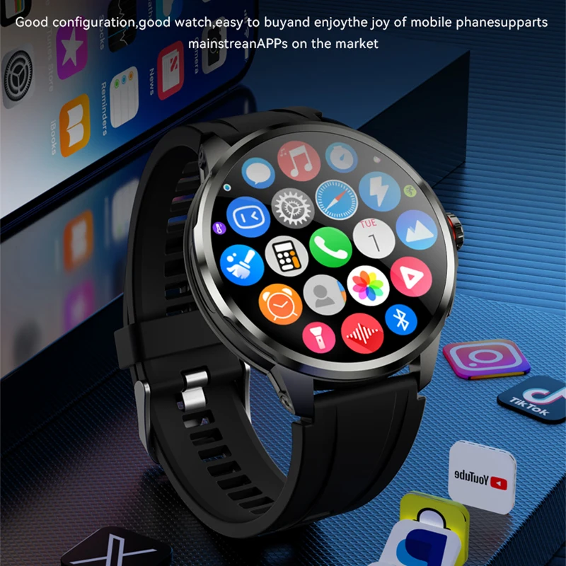 8GB+128GB RAM 5G/4G Smart Watch 1.95 inch AMOLED 2100mah Battery 900W Camera GPS WIFI Google APP Download Android 9.0 Smartwatch 2