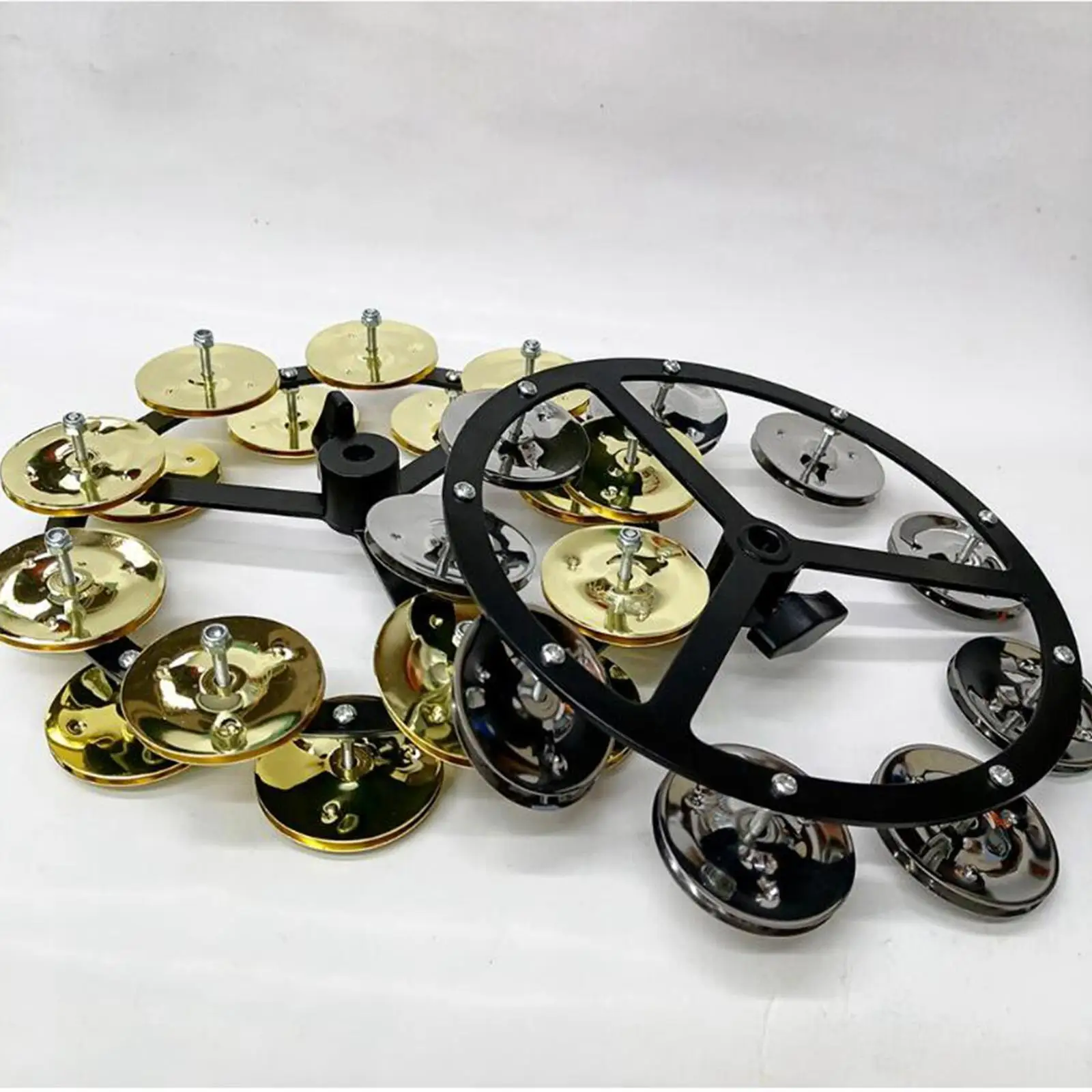 Drum Cymbals Hi Hat Tambourine Bells Mountable Music Rhythm Tambourine for Stage Kids Adults Concert Ensemble Enthusiasts