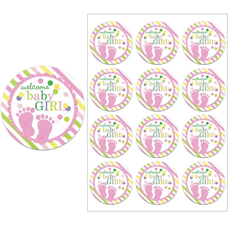 Welcome Baby Boy Stickers Labels Cute Little One Elephant Decor Stickers  Welcome New Born Gender Reveal