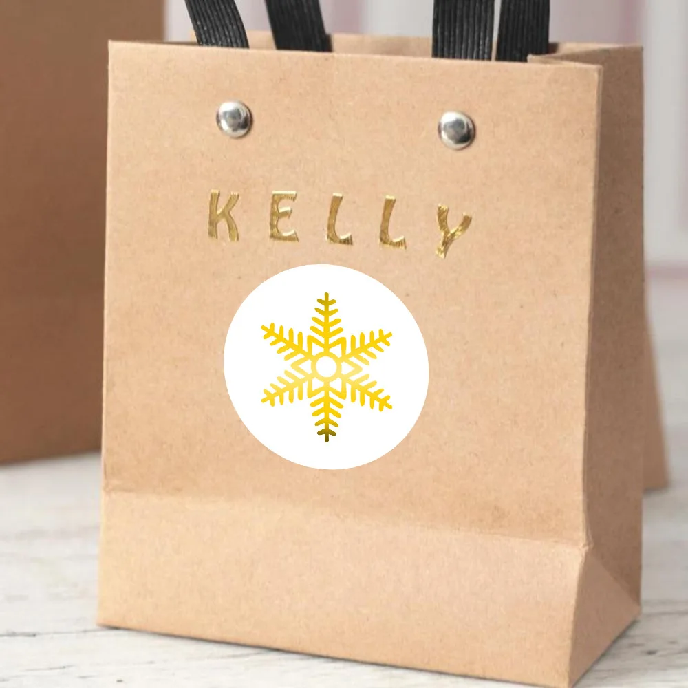 Christmas Stickers 50-500Pcs Gold Snowflake Candy Bag Envelopes Sealing Label Gifts Box Decorations decorative stickers,self adhesive stickers,paper stickers,adhesive stickers,decorative labels stickers,gift box stickers