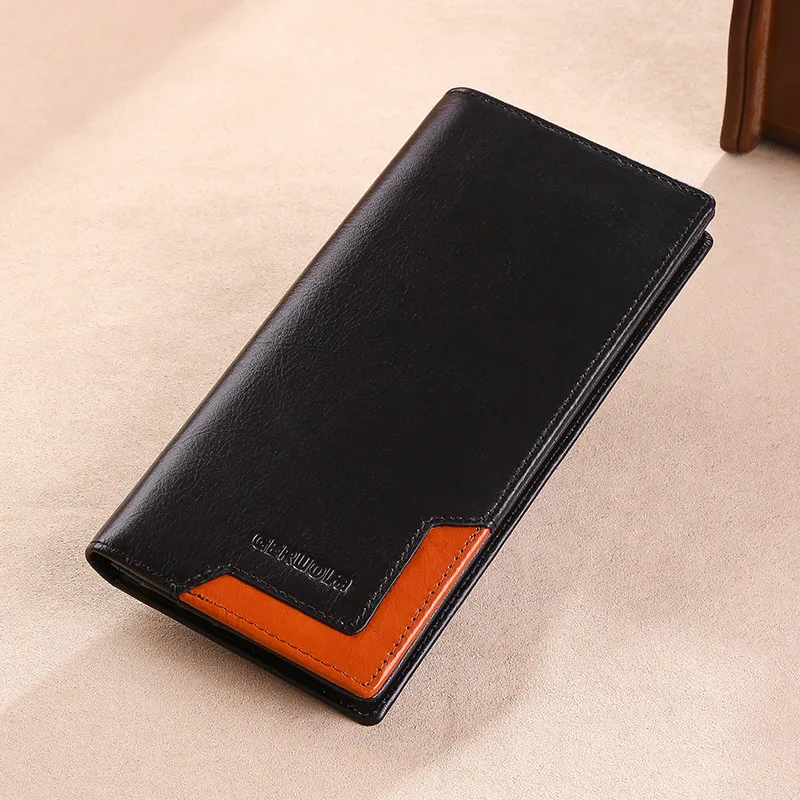 Herren-Geldbörse aus Echtem Leder, Neue Lange Brieftasche mit Kartenfächern, Silberner Geldclip, Handtasche, Geschenk – Detail 13