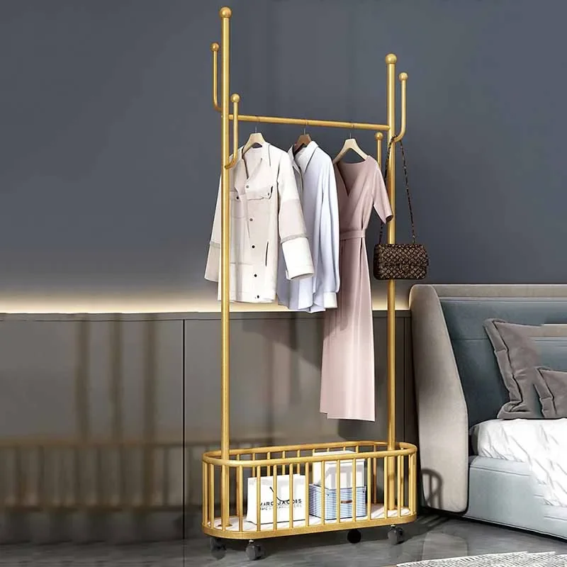 

Aesthetic Boutique Clothes Rack Hanging Golden Entrance Shelfs Clothes Rack Balcony Drying Tendedero Ropa Plegable Furniture