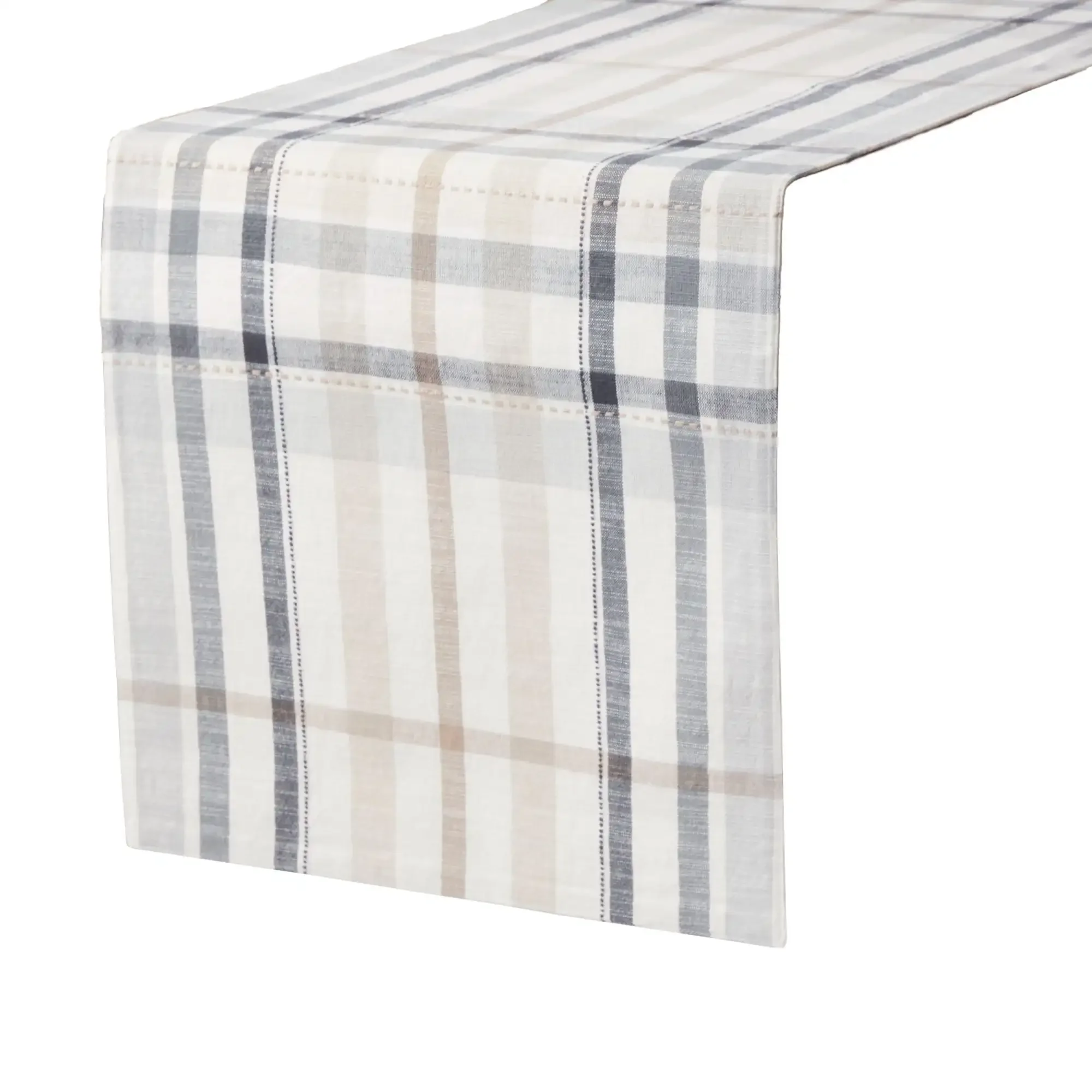 

Monday Plaid Fabric Table Runner, Beige, 14"W x 90"L wedding table decoration