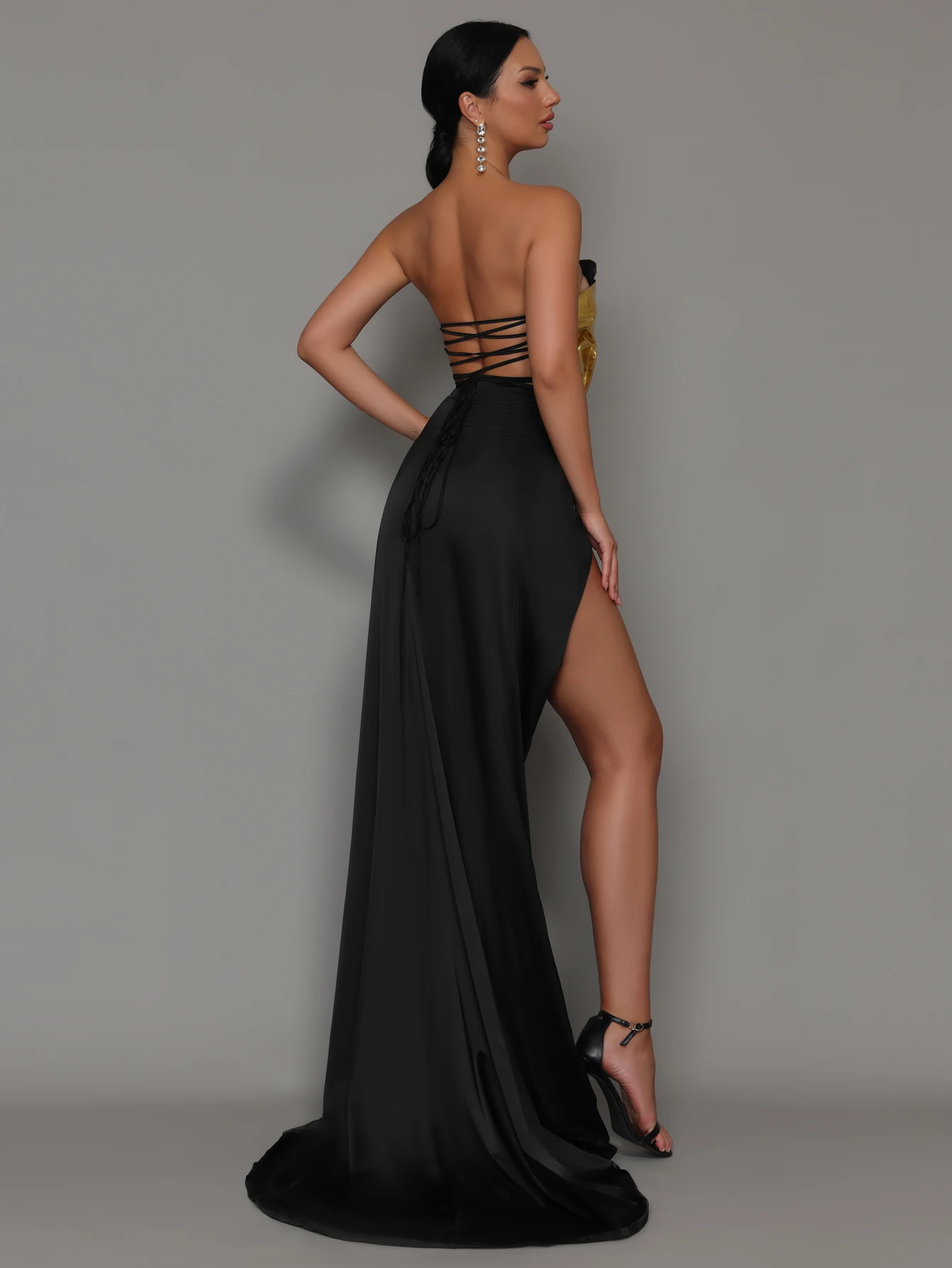 Women Summer Sexy Patchwork Gold Black Two Piece Maxi Long Ladies Set 2025  Celebrity Designer Evening Party Women's Set - AliExpress 200000345