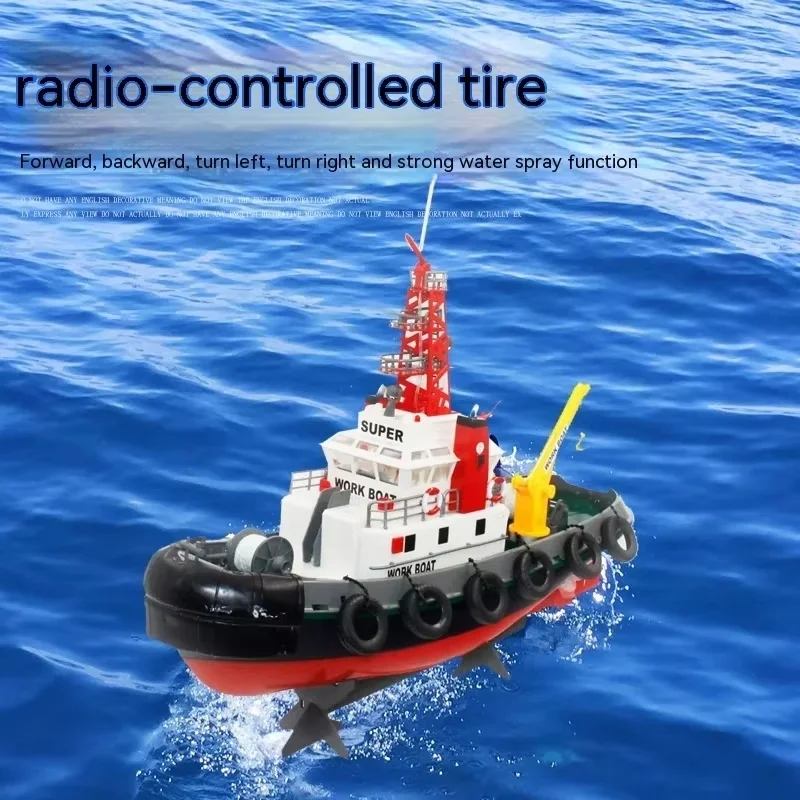 Rc Speedboat 2.4g Wireless  Remote Control Rescue Speedboat Simulation Fire Rescue Boat Spray Boat Children'S Outdoor Toy Gifts 4