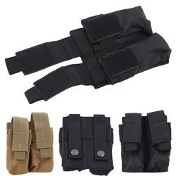 9mm Pistol Magazine Pouch Tactical Double Molle Belt Dual Mag Bag Flashlight Holder Attachment Package Gun Hunting Accessories