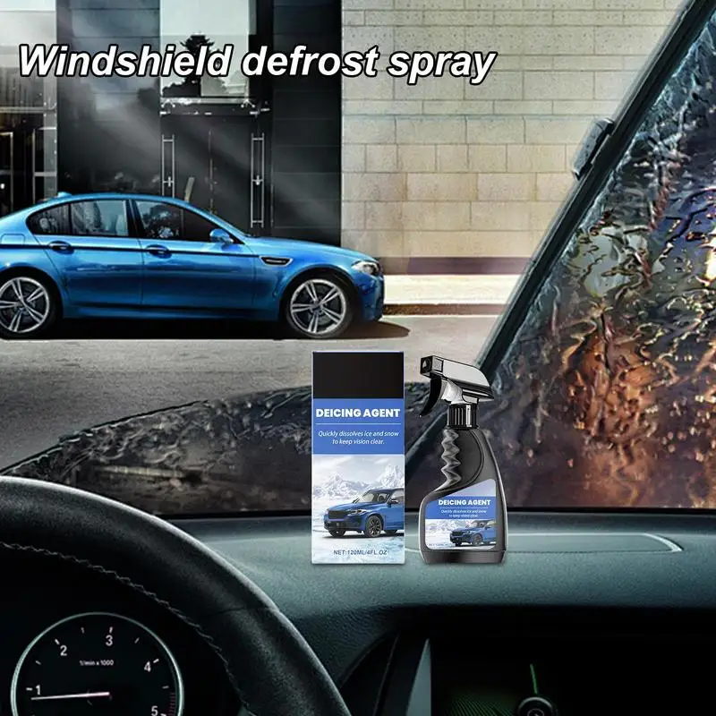 Deicer Spray for Car Windshield Fast-Acting Windshield Deicer Car Defroster Spray 120ml Window Cleaner Winter Accessories