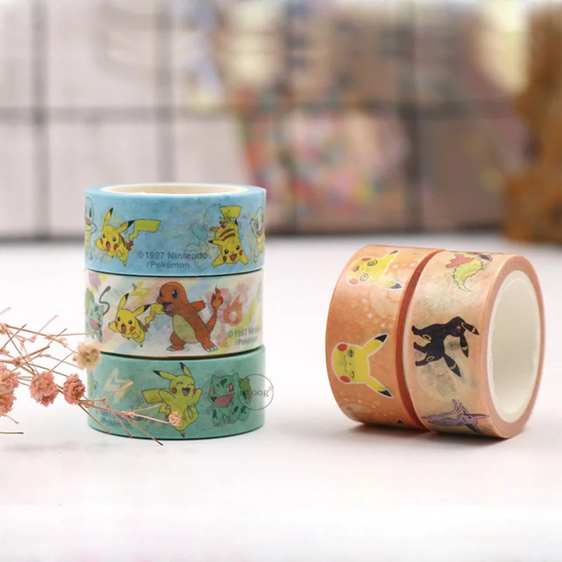 40 Pz/Lotto 15Mm * 5M Pokemon Washi Stickers Tape Cute Scrapbooking Diary Diy Decorativo Sigillante Sticker Album Stick Label