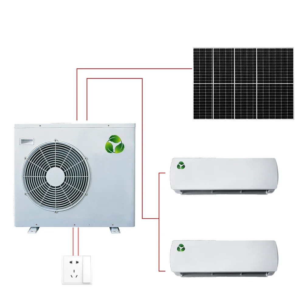 Solar AC/DC On Grid Energy Saving Air Conditioner 18000BTU With 2 Indoor Units Of 9000BTU Without Solar Panels 2