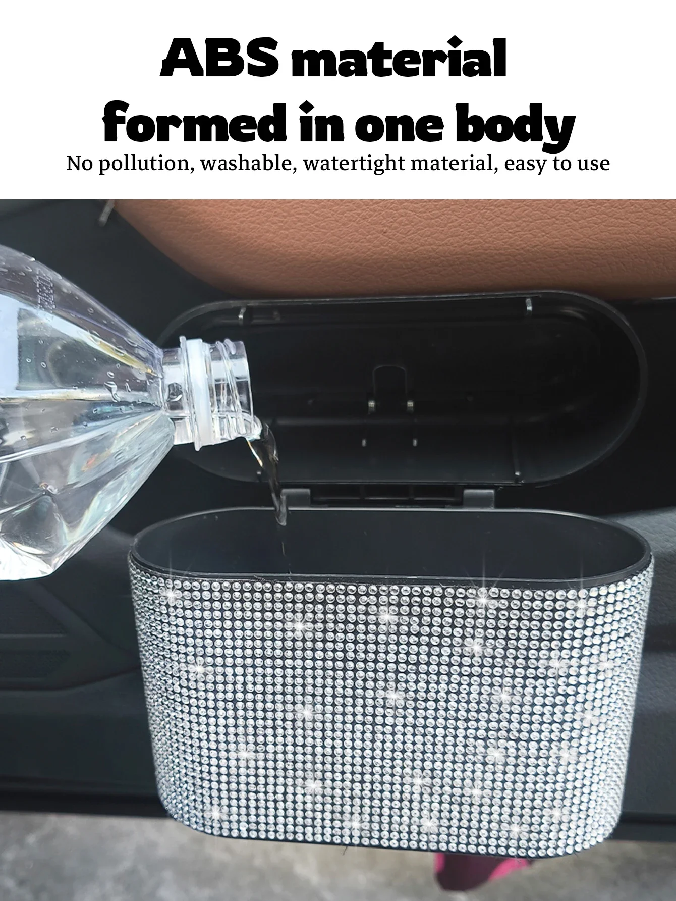 Car trash can Bing black car trash can rhinestones