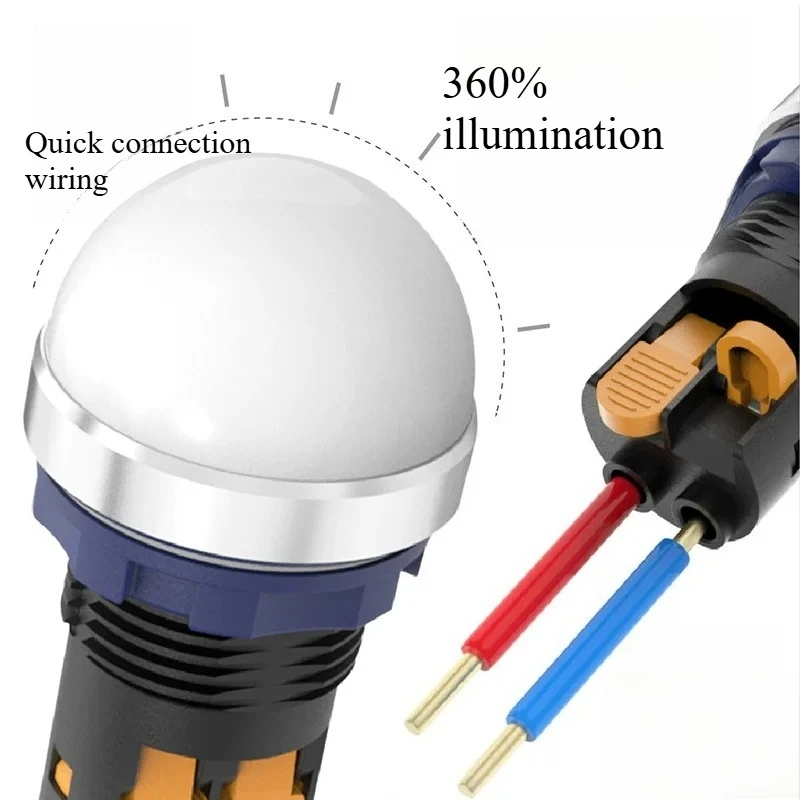 1PCS 22MM 패널 마운트 플라스틱/금속 신호등 디스플레이 램프 LED 전원 표시기 12V 24V 220V 파란색 녹색 빨간색 흰색 노란색