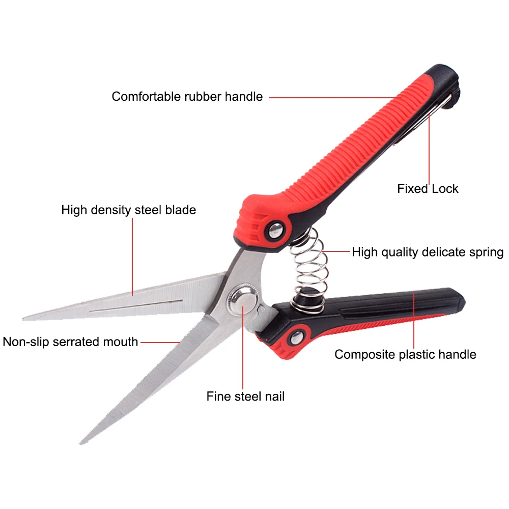 Pruning Shears Branch Scissors Stainless Steel Non-Slip Handle Sharp Garden Fruit Tree Pruning Tool
