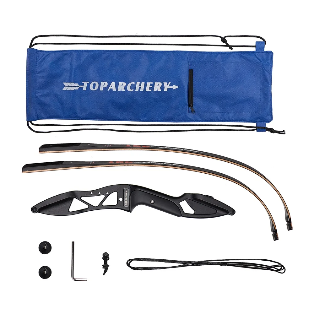 Kit Arco Ricurvo Nero Tongtu Arco Ricurvo E Frecce Per Adulto 30 40LBS 50Set Di Tiro Con L'Arco Da Prua Con Arco Da Tiro Per La Mano Destra (Blu, 40LBS Arco Compound