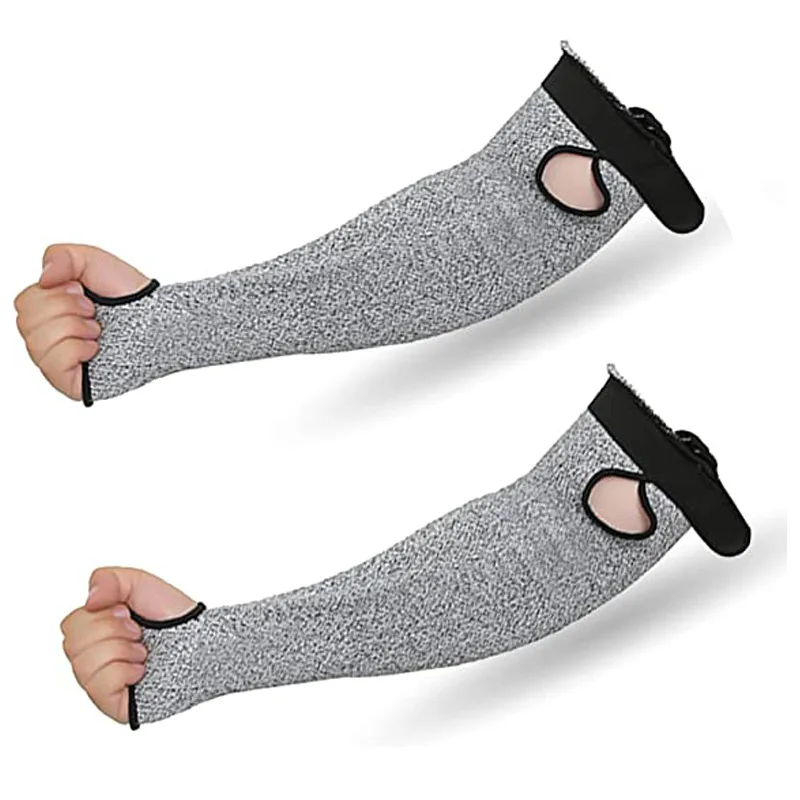 High Wear-resistant Cut-resistant Long Arm Breathable Level 5 Labor Protect Sleeve Occupy Work Industrial Use 45cm with Velcro