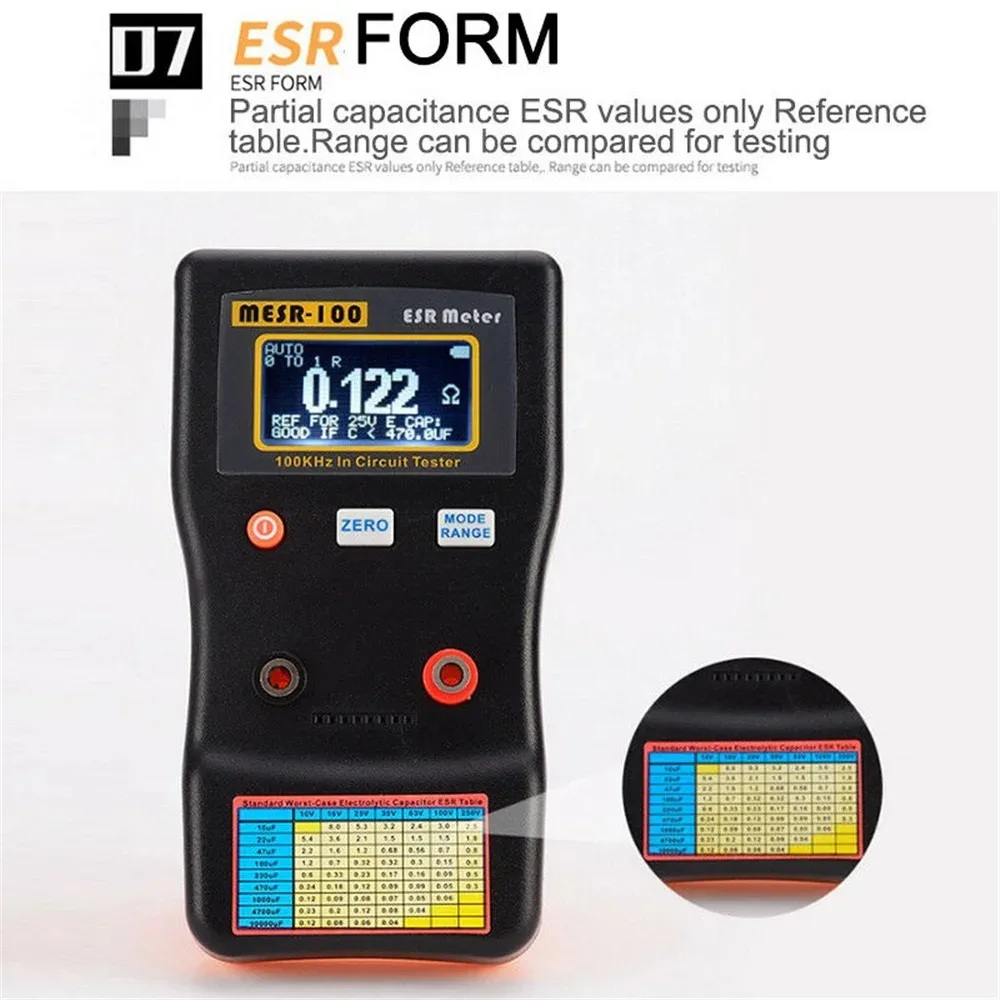 MESR-100 ESR Capacitance Ohm Meter Professional Measuring Internal Resistance of Capacitor Capacitance Circuit Tester 4