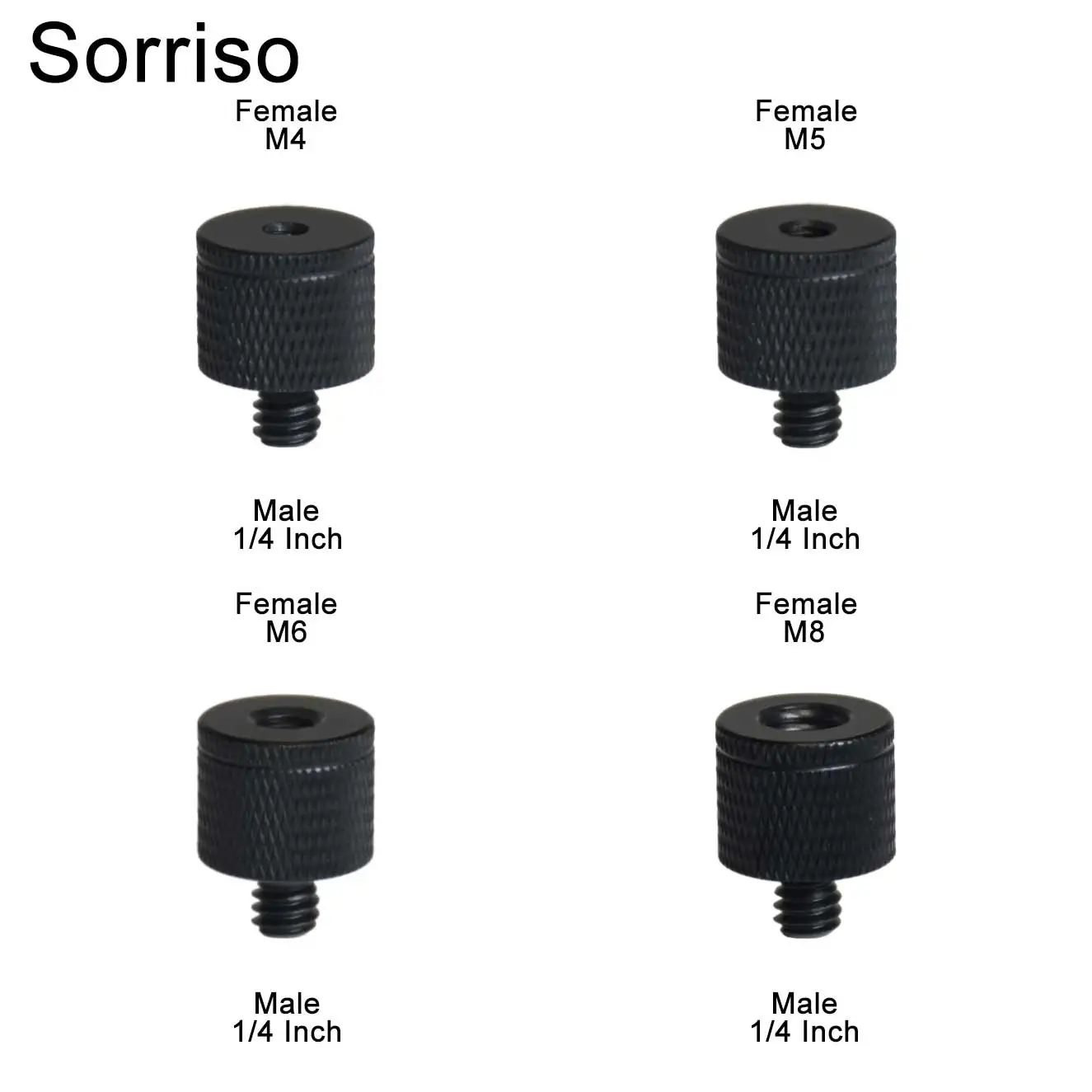 Sorriso Male 1/4 Inch" To Female 3/8 5/8 M4 M5 M6 M8 M10 Camera Screw ball head Adapter Mount For phone tripod holder Stand