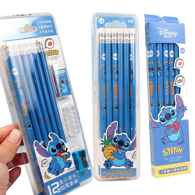 12pcs Disney Lilo & Stitch Pencils With Rubber Anime Stitch Children Hb  Wooden Smooth Writing Pencils School Supplies Stationery - AliExpress