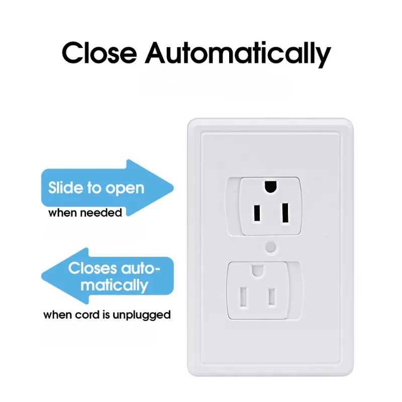 2Pcs Power Socket Cover Baby Safety Socket Cover Self Closing Childproof with 1 Screw Child Safety Accessories