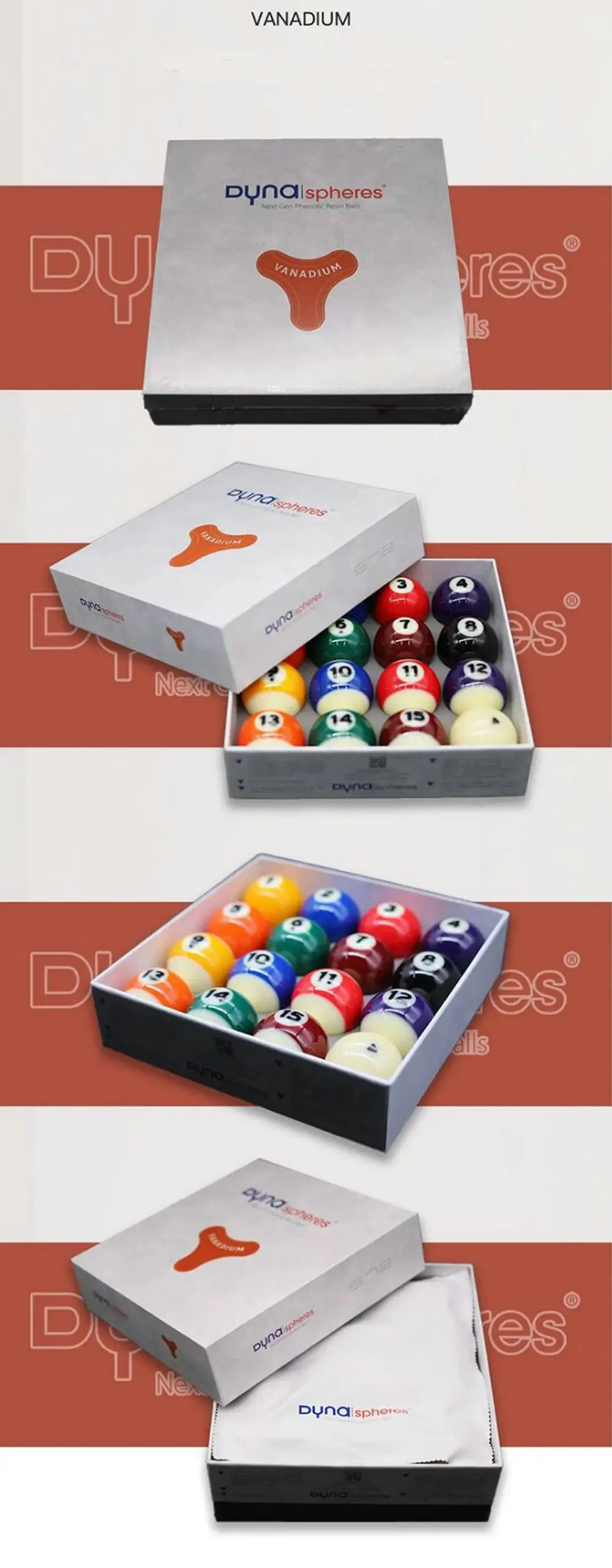 DYNASPHERE Phenolic Billiard Pool Ball Set 2-1/4"(Vanadium )