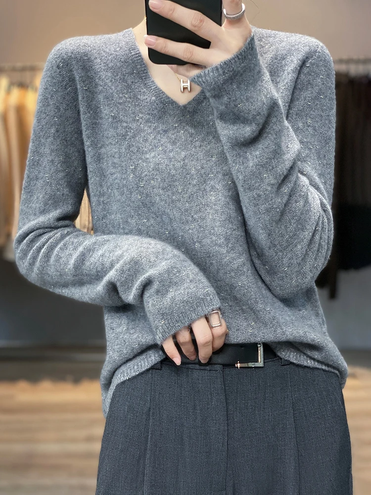 Women V-neck Vest Pullover Autumn Winter 100% Merino Wool Sweater Sleeveless Knitwear Irregular Hem Cashmere Waistcoat Clothing