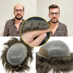 Hot Sale Nature Lace Hairline 100% Human Hair Toupee Mens Wigs Hair Patch System Replacement Hair Piece For Men