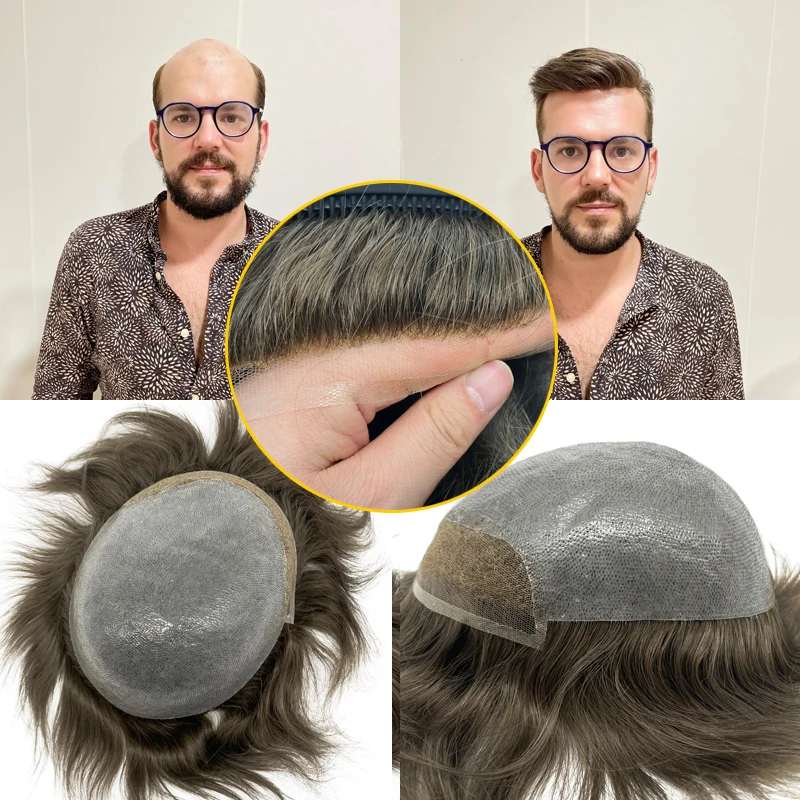Hot Sale Nature Lace Hairline 100% Human Hair Toupee Mens Wigs Hair Patch  System Replacement Hair Piece For Men - AliExpress