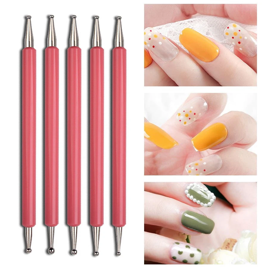 5Pcs Dual-Ended Nail Art Dotting Tools, with 10 Different Sizes for Dotting, Marbleizing & Painting Manicure Kit 2