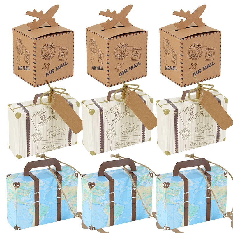 Décorations Gâteau Thème Voyage - 23 Pièces (Valise, Avion, Globe...) En Papier Pour Anniversaire, Mariage, Fête 'Autour Du Monde'