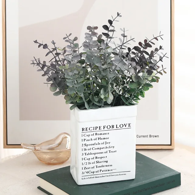 2Pc 35 Cm 5 Ág Eukaliptusz Mesterséges Növény Esküvői Dekorációhoz Otthoni Dekoráció Karácsonyi Beltéri Kerti Ajándék Hamis Barkácsolás - Image 4