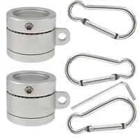 Aluminum Flag Pole Rings, Rotating Flagpole Flag Clips 360 Degree, No Tangle Flagpole Rings with Carabiner for 1 inch Flagpole 1