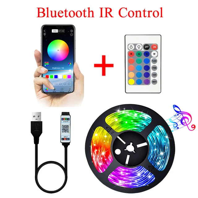 LED Strip Lights USB Bluetooth 5V RGB LED Lights Flexible LED Lamp Tape Ribbon RGB TV Desktop Screen BackLight Diode Tape Luces Bluetooth IR Control